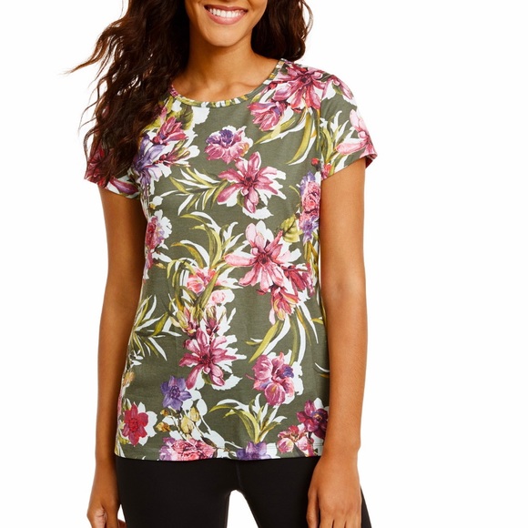 Ideology Tops - Ideology Floral print Keyhole Back Top Shirt M